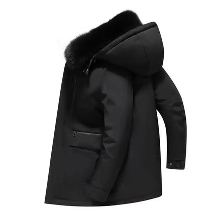 Luxury High Quality Men's Mid-Length Down Jacket Parka Winter Coat Thicken Warm  White Duck Down Plus Size Down Jacket Men Trend