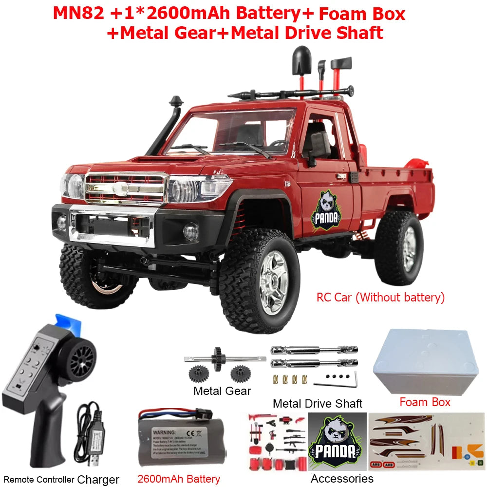 MN82PRO MN82 1/12 RC Car 4WD 2.4G Remote Control Car Simulation Classic All-terrain Off-road LED Light RC Truck Toys As Kid Gift
