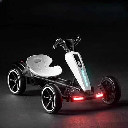 N‌ew Foldable Portable Kids Electric Go-Kart with 390 Motor Cool LED Lights No Assembly Outdoor Off-Road Toy Car for Boys/Girls