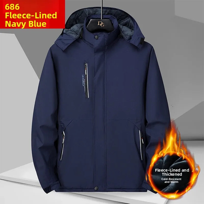 Thickened Fleece Lined Cotton Jacket for Men Work Site Reflective Winter Labor Protection Outerwear Cold Resistant Coat Print...