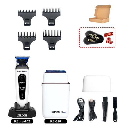 ROSYOUS RSpro-202 Hair Trimmer for Men DLC T-Blade 8000RPM Brushless Motor with Base Charger Professional Hair Cutting Machine