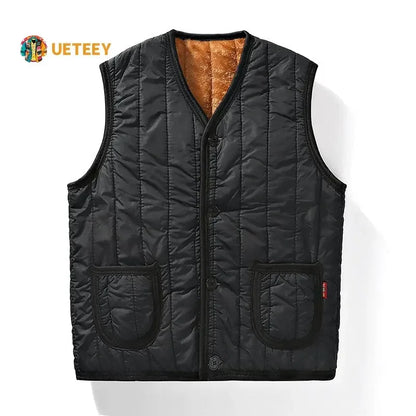 Winter Plus Fleece Thicken Warm Cotton Vest Men Gift for Father Husband Casual Loose Comfortable Sleeveless Jacket Men Clothing