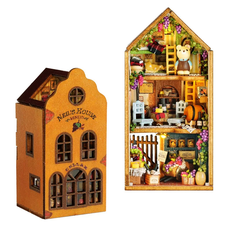 Case Wooden Miniature Doll House DIY maiso Handmade Assembly Model Building Kit 3D Puzzle Toy Birthday Gift Dollhouse Miniatures