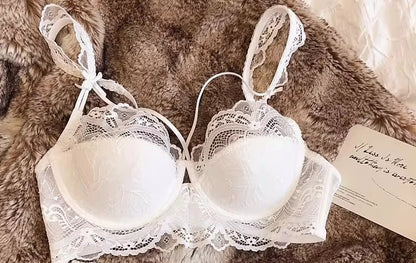 MOYISU Adjustable Lace Bralette for Small Chest Bra Set Removable Straps & Thin Padding Soft Wire Comfort Muslim Girls Underwear