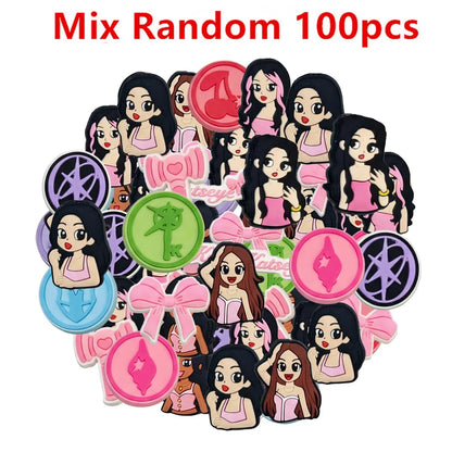 16-100pcs Katseye Musical Shoe Charms Cartoon Shoes Accessories Decoration Buckle Fit Slides Clog Sandal Wristbands