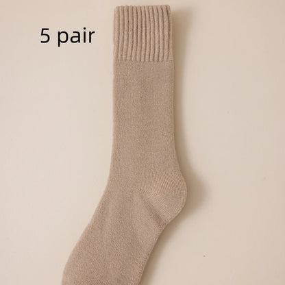 Winter Men's Merino Wool Long Socks Thick Warm Large Size High Quality Harajuku Retro Snow Casual Antifreeze Pure Cashmer 5 Pair