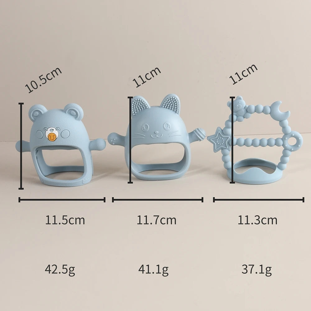 Anti-drop Wristband Baby Teether Silicone Bear Moon Star Teething Toy Non-slip Handheld Teether for Newborn Babies