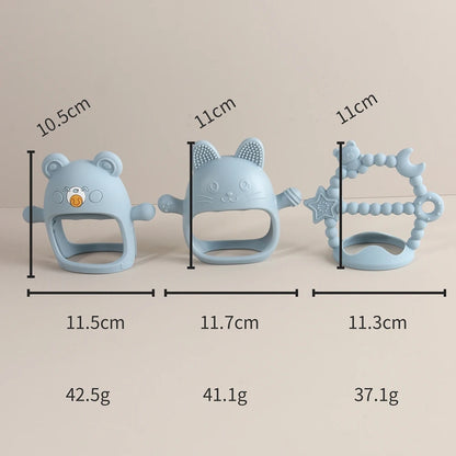 Anti-drop Wristband Baby Teether Silicone Bear Moon Star Teething Toy Non-slip Handheld Teether for Newborn Babies