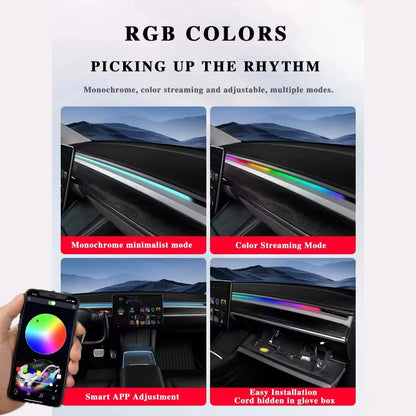 For Tesla Model 3 Model Y Car Ambient Light 60 Seconds Automatic OFF Module With USB Expansion Dock RGB APP Dashboard Lighting