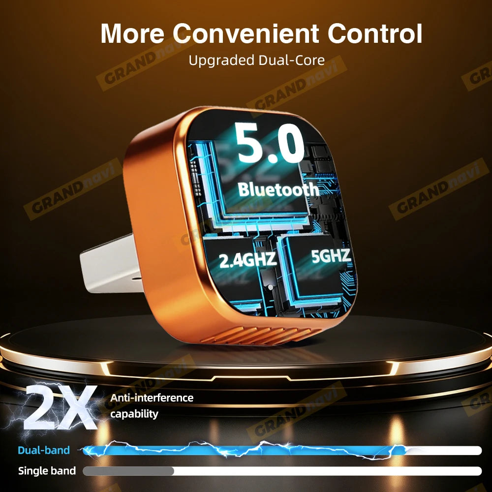 CarPlay Wireless Orange Adapter 2026 New Plug & Play Auto Connect No Delay Converts Wired to Wireless iPhone & Android