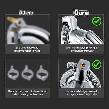 Male Chastity Cage Metal CB Cock Cage with One-Piece Adjustable 8 Sizes & Invisible Lock bdSM Penis Urethra Lock Adult Sex Toys