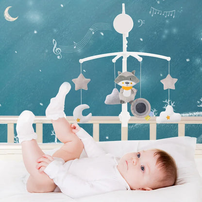 Baby Crib Mobile with Music, Rotating Cot Toy with Soft Hanging Animals for Newborn 0-6-12 Months, Bedside Soother