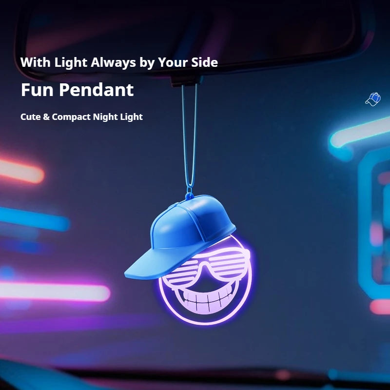 Creative Retro Car Pendant, Luminous Light Bulb Hanging Decoration, High-end Auto Atmosphere Light, Rearview Mirror Decor