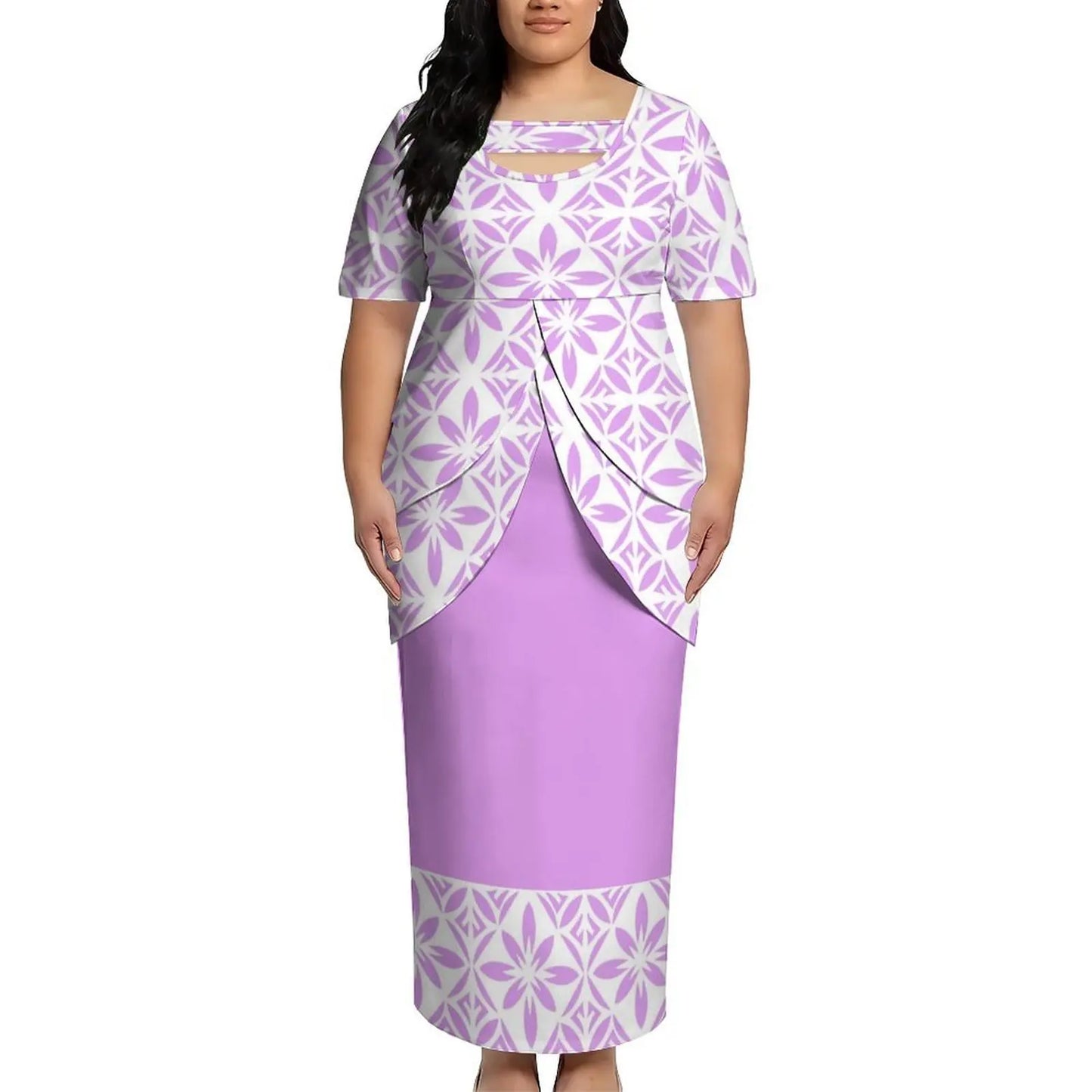 Puletasi New Design Short Sleeved Long Dress Customized Top And Skirt Knee Length Dress Party Top And Skirt Soft Fabrics