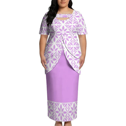Puletasi New Design Short Sleeved Long Dress Customized Top And Skirt Knee Length Dress Party Top And Skirt Soft Fabrics