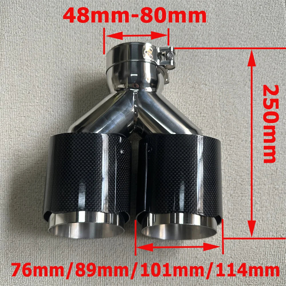 1Pcs High Quality Universal Dual Exhaust Tip Glossy Carbon Fiber Exhaust Pipe Tail Quad Exhaust Muffler Tip With RE