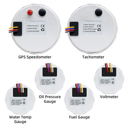 6 Gauge Set Tachometer Fuel Level Oil Pressure Water Temp Voltmeter GPS Speedometer With Sensors For Marine Car Boat Customized