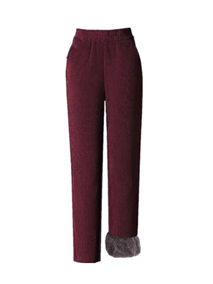 Women's High Waist Straight Leg Corduroy Harlan Pants Thickened Fleece Autumn Winter Loose Casual Trousers plus Size