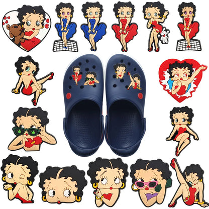 15-100pcs Lovely girl Shoe Charms For Sandals,Shoe Decoration Accessories Shoe Pins Great Gift For Men Wom