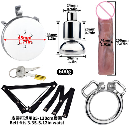 FRKO Flat Inverted Chastity Cage With Detachable Silicone Skin Feeling Dildo Bondage Belt CBT Adlt Games Cocklock Sex Toys Gays