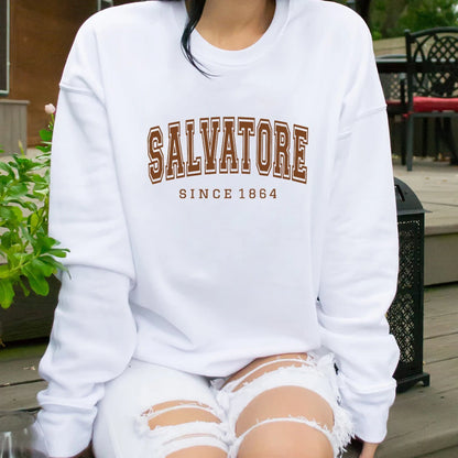 2025 Salvatore Since 1864 Sweatshirt Mystic Falls Hoodie Vampire Diaries Jumper TVD Damon Stefan Crewneck Sweatshirt Fans Top