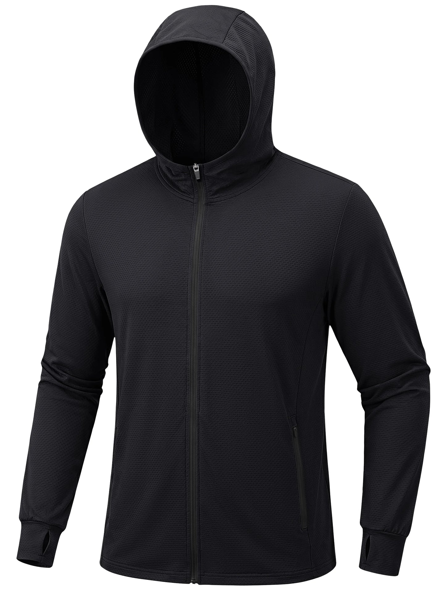 TACVASEN Men's Full Zip UPF 50+ Sun Protection Jacket, Lightweight Hooded Fishing Shirt with 4 Pockets & Thumbholes, Breathable