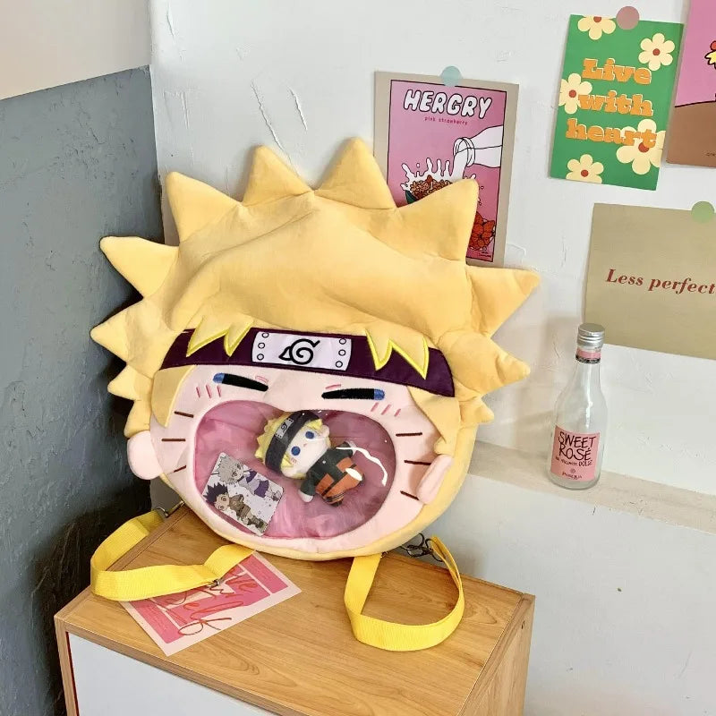 Cartoon Naruto Sasuke Backpack Anime Figure Gaara Itabag High-Capacity Travel Transparent Makeup Storage Bag Doll Toys Gifts
