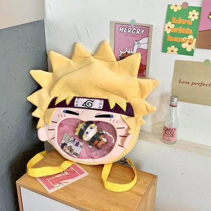 Cartoon Naruto Sasuke Backpack Anime Figure Gaara Itabag High-Capacity Travel Transparent Makeup Storage Bag Doll Toys Gifts