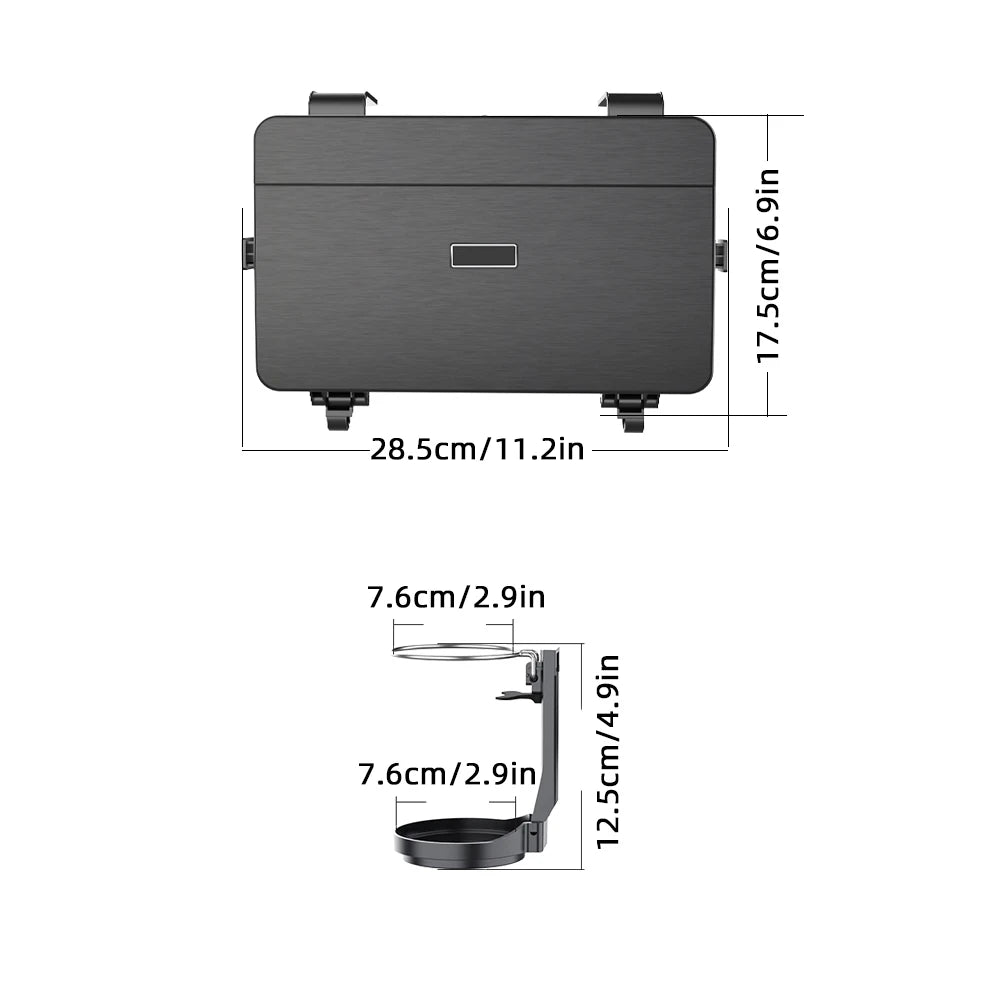 Lrbh Premium Plastic Rear Seat Organizer, with Foldable Tray, Dual Cup Holders, Phone Slot, and Large Storage Space, Easy to Install Vehicle Seat Back Accessories