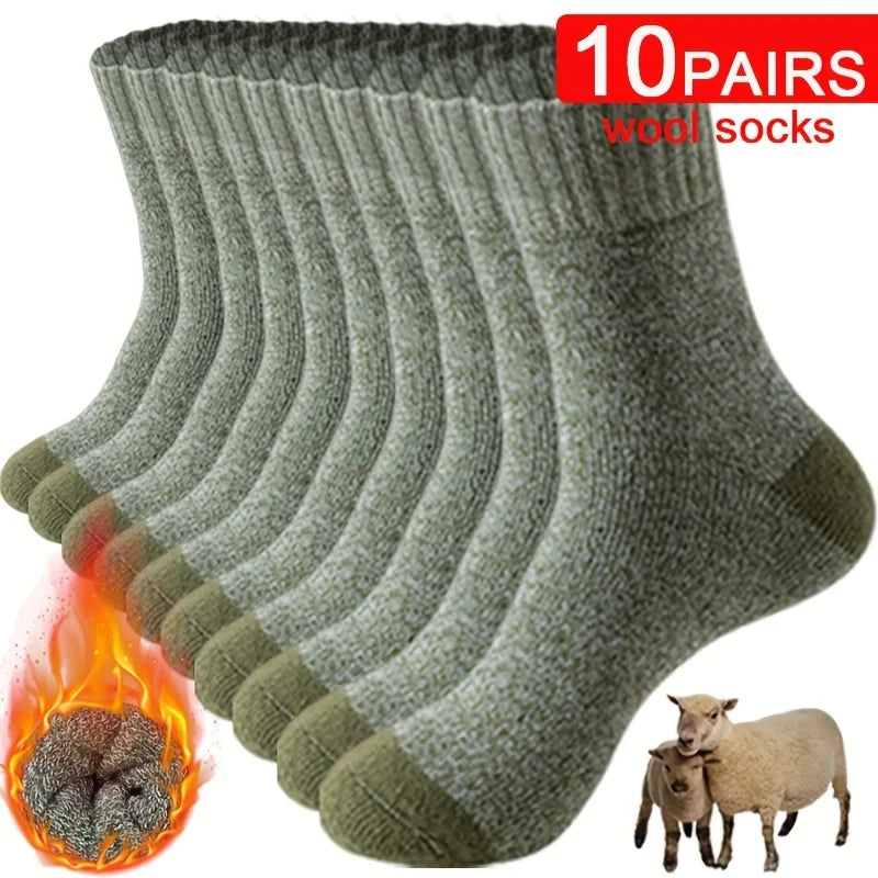 3/5/10 Pairs Men's Socks Mid Length Socks in Autumn and Winter Thick and Warm Daily Socks