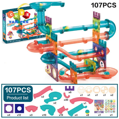 Magnetic Building Blocks Construction Toys Roll Ball Track Kids DIY Splicing Magnet Sheet Funnel Slide Montessori Education Toy