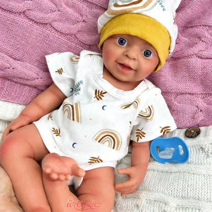 18Inch Dark Skin Full Body Silicone Reborn Baby Realistic Newborn Boy Weighted Lifelike Doll Anatomically Correct for Kids Toy