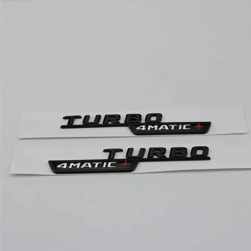 2pcs Car Letters Fender Trim Badge Turbo 4matic Emblem Sticker For Mercedes A45 Cla45 Amg C117 Gla45 Gle53 X247 Accessories