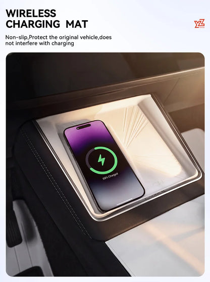 YZ For Tesla Model Y YL Juniper Model 3 Highland 2026 Console & Armrest Storage Box ABS Non-slip Mat Cup Holder Box Accessories