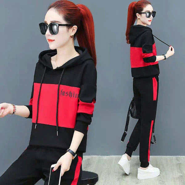 Loose Casual Women's Sportswear Set Fashionable Mom's Spring Autumn Outfit Two-Piece Suit Korean Style High Waist Long Pants