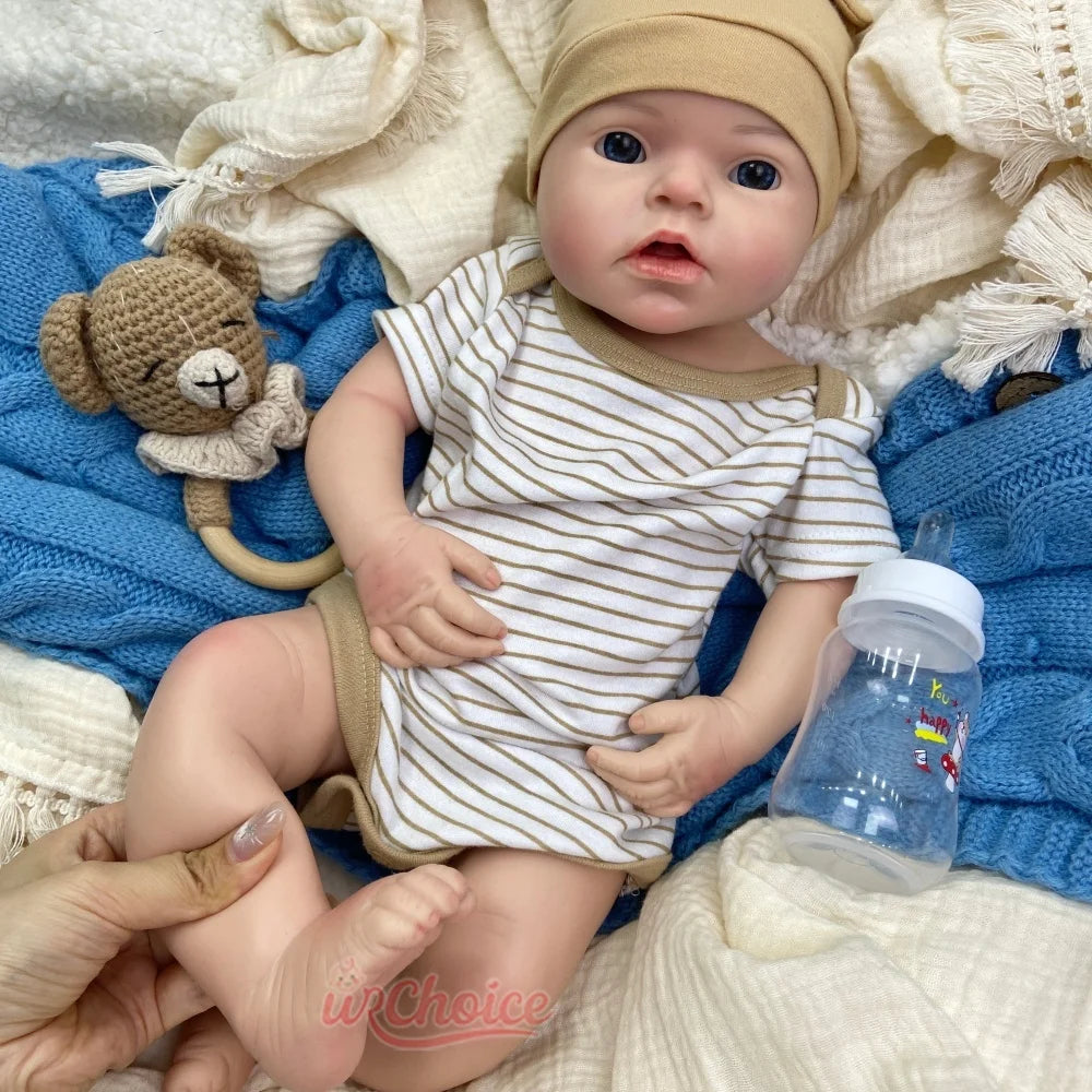 50cm Chubby Can Drink and Pee Girl/Boy Silicone Reborn Baby Realistic Full Body Fine Details Premium Doll For Collector