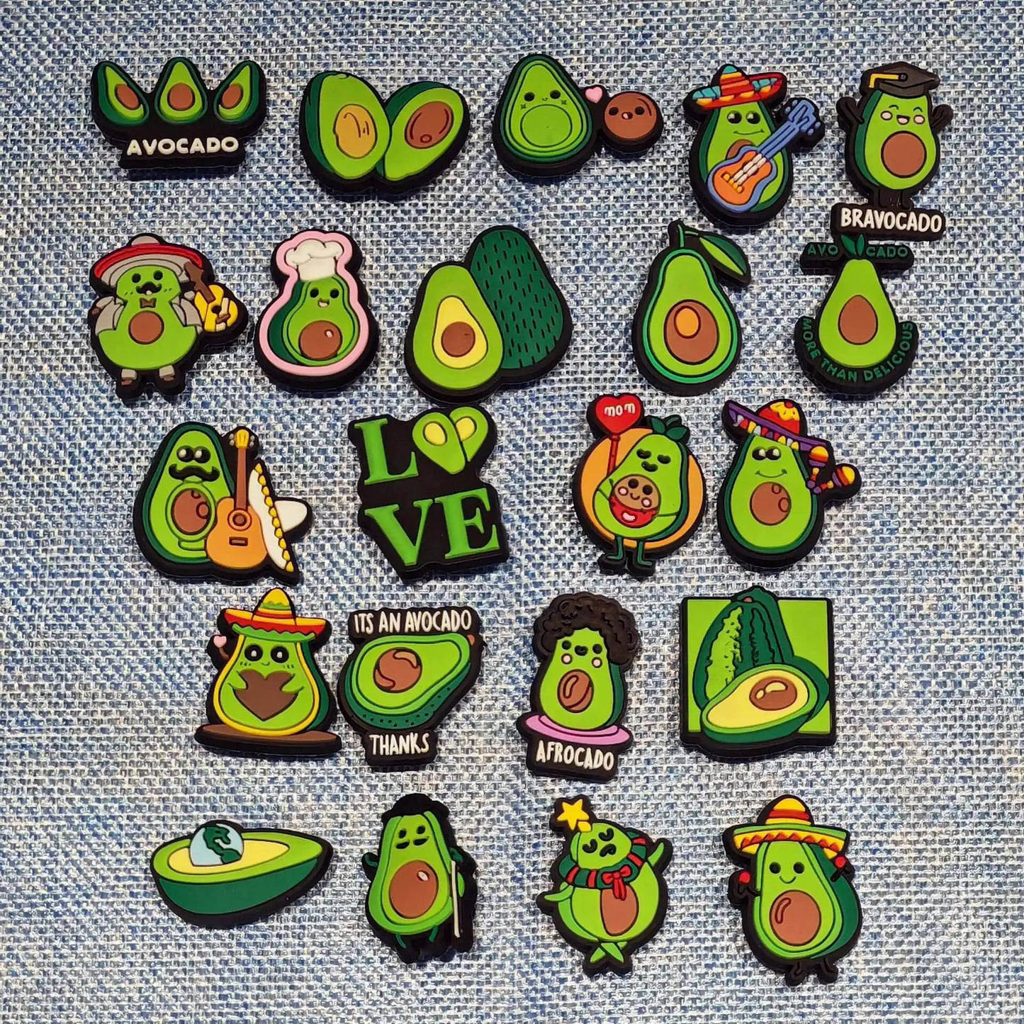 New 1-100pcs Cartoon Fruit Avocado Mom Love Guitar PVC Shoe Charms Accessories Hole Slippers Decorations Kids Birthday Present