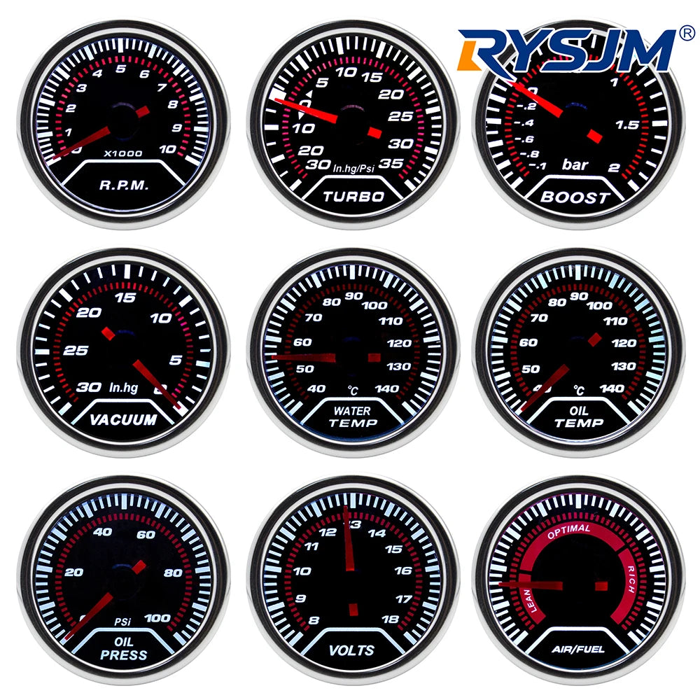 2" 52mm Exhaust Gas Temperature Gauge Auto Car LED EGT Voltmeter Tachometer Turbo Boost Oil Water Temp Gauge For Car Racing 12V