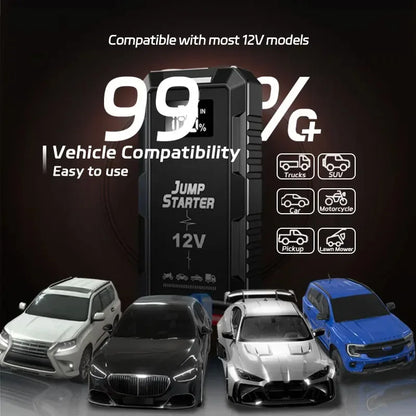 Wireless Charging Car Jump Starter with Portable Power Bank - 12V Emergency Auto Battery Booster