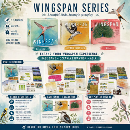 Wingspan Board Game Series, Bird Strategy Engine Building Game with Base Set and Expansions, Family Game Night, English Version