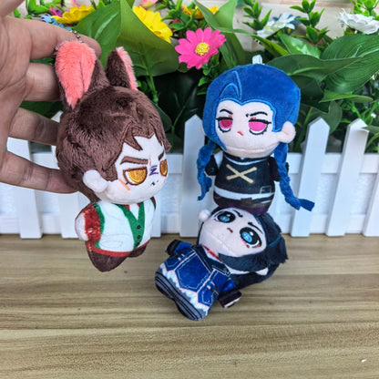 In Stock 10cm Cute Cosplay Anime Game Powder Jinx / Machine Herald Viktor / Caitlyn Kiramman Plush Toys Keychain Plushie Doll