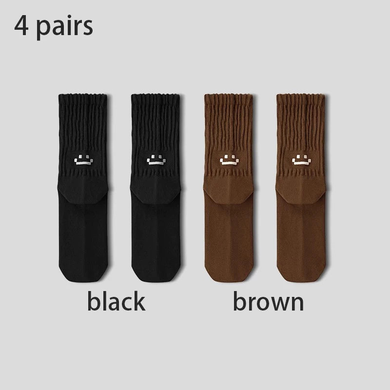 1/5 Pairs Men's Cotton Crew Socks Cushioned Breathable Long Socks Work Casual Running Cycling Athletic Socks