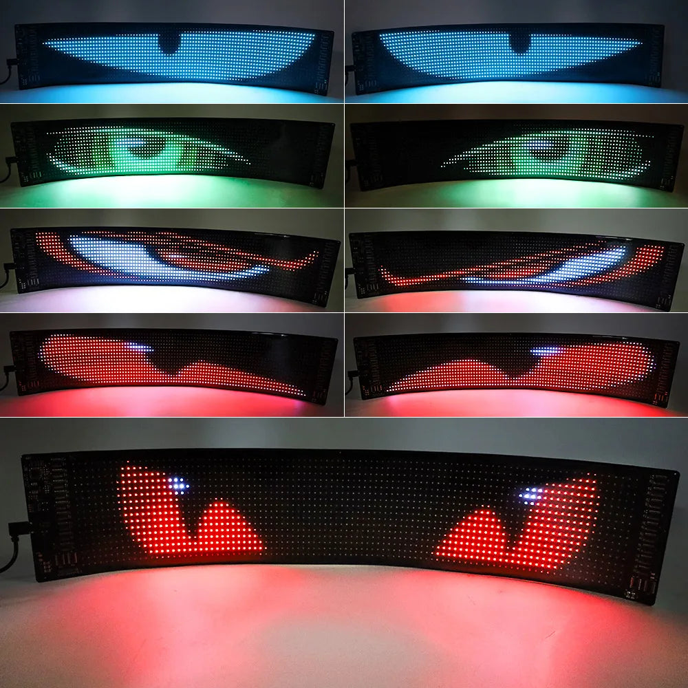 1/2PCS Devil Eyes Light USB-Powered LED Matrix Panel DIY Programmable Flexible LED Screen with App Control for Cars Windshield