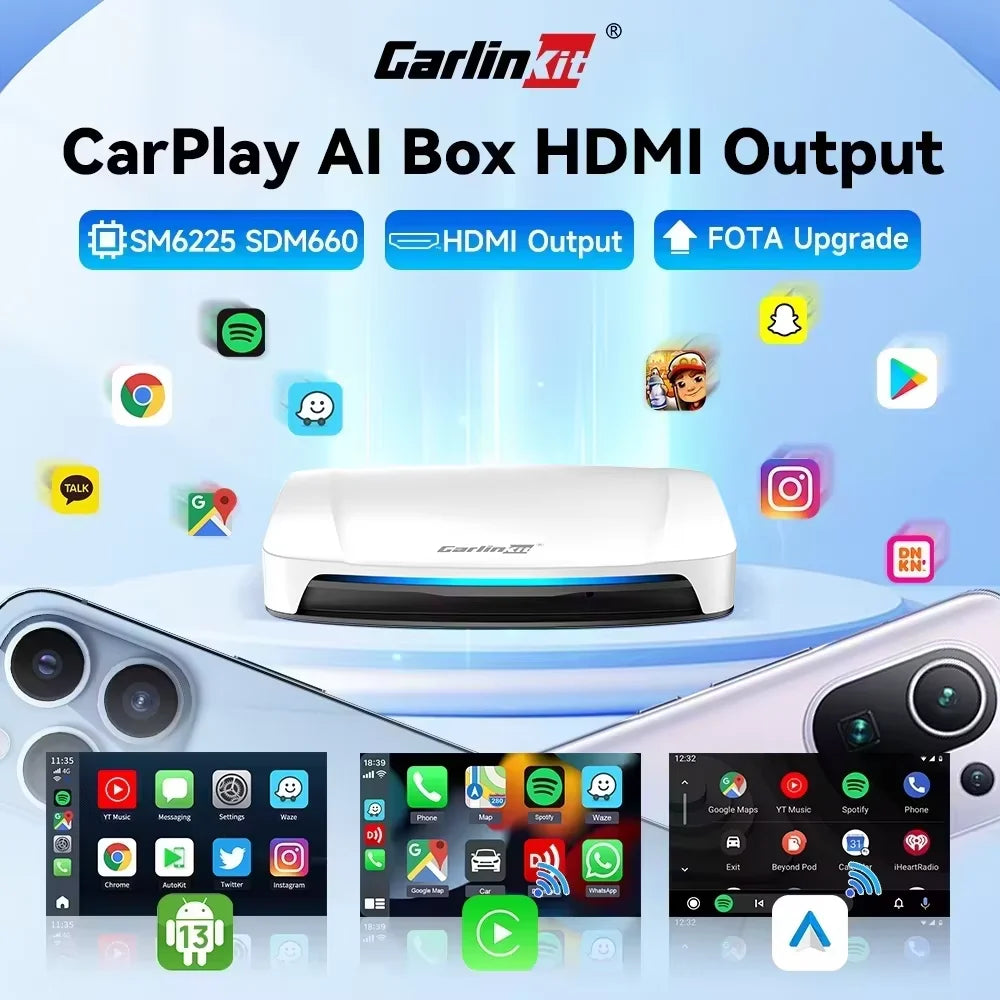2026 New CarlinKit Android 13 CarPlay AI Box HDMI Wireless CarPlay Android Auto TV Video Box Qualcomm SDM660 8-Core Split Screen