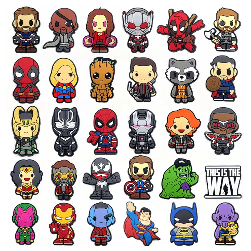 7-100Pcs Hot Toys Cartoon Series Shoe Charms For Slides Clog Sandals Shoes Decorations Accessories For Christmas Birthday Gifts