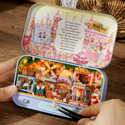 9 Styles Box Theatre DIY Wooden DollHouses Miniature Box Doll Houses 3D Puzzle Assemble Building Model Kits Toy Birthday Gifts
