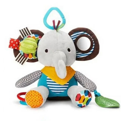 Animal Plush Baby Teething Toy Infant Stroller Hanging Rattle with Teether Soft Sensory Stuffed Animal Toy for Newborn 0 12Month
