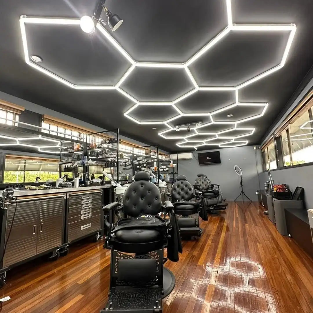 Garage Hexagon LED Light 50000H 6500K Ultra Bright for Home Gym Barbershop Car Detailing Bar Basement Workshop Ceiling Lighting