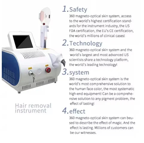 360 Magneto Optical OPT IPL Intense Pulse Light Skin Rejuvenation Pain free Laser Hair Removal Machine