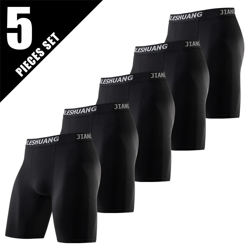 1/2/5 Piece Set Of Men's Extra Long Boxer Shorts For All Seasons Sports And Comfortable Underwear For Outdoor Wear Home Fashion